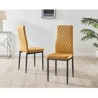 6x Milan Velvet Dining Chair Black Legs