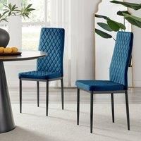 6x Milan Velvet Dining Chair Black Legs