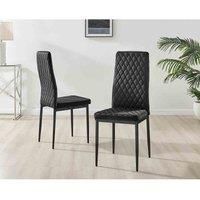 Furniture Box 6X Milan Kitchen Dining Chair Black Velvet Black Legs