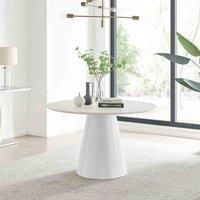 Furniturebox UK Palma Round 6 Seater Pedestal Dining Table In Beige Stone Effect