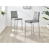 Furniturebox UK Set of 2 Milan Soft Velvet Bar Stools With Silver Chrome Legs
