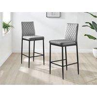 Furniturebox UK Set of 2 Milan Soft Velvet Bar Stools With Black Metal Legs