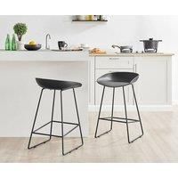 Set of 2 Harper Scandinavian Inspired Molded Plastic Bar Stools With Black Metal Legs