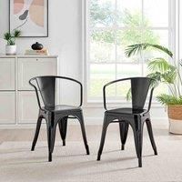 2x Colton Industrial Dining Chair with Arms