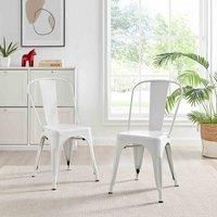 Furniture Box 2x Colton Industrial Tolix Style Dining Chair White