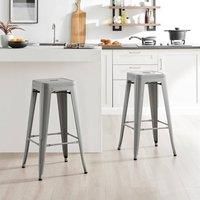 Furniture Box 2x Colton Industrial Bar Stools Grey