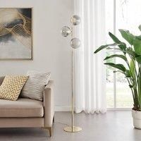 Lazio Tree Floor Lamp 3 Smoked Glass Globes with Brass Base