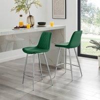 Pesaro Modern Ergonomic Velvet Upholstered Silver Metal Leg Bar Chair Set of 2