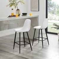 Corona Set of 2 Bar Stools - Faux Leather Bar Chair With Black Legs - Kitchen Island Stool