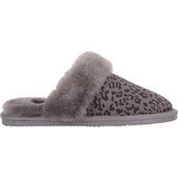 SNUGRUGS Women's Elsie, Open Back Sheepskin Mule Slipper with Cuff in Dark Grey | Size: 4