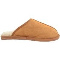SNUGRUGS Men's Sheepskin Open Back Mule Slippers with Rubber Sole in Tan | Size: 7