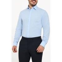 Dobell Men's Blue 100% Cotton Poplin Easy Care Shirt | Size: 16 inches