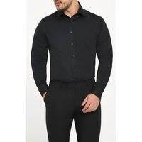 Dobell Men's Black 100% Cotton Poplin Easy Care Shirt | Size: 16.5 in