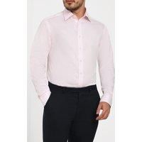 Dobell Men's Pink Herringbone 100% Cotton Easy Care Shirt | Size: 16 inches