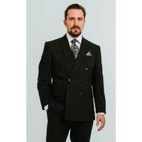 Dobell Men's Black Double Breasted Peak Lapel Suit Jacket | Size: 48R