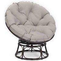 Home Detail Monica Brown Swivel Moon Chair w/ Grey Cushions