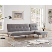 Morgan L-Shaped Sofa Bed With Tufted Fabric and Chaise Section and Wooden Legs