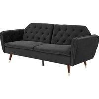 Whitby Velvet Sofa Bed With Chesterfield Design With Gold Metal Tipped Wooden Legs