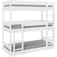 Triple High Sleeper Bunk Bed Kids Wooden Bed Frame Ladder 3FT Single Mattress