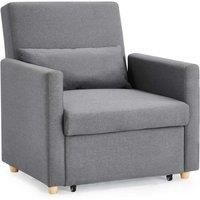 Home Detail Sofa Bed Single Chair Fabric Grey Fabric Armchair Sleeper Chair Chaise Pull Out
