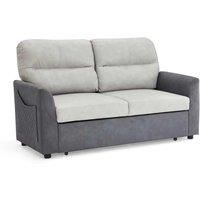 Home Detail 2 Seater Sofa Bed Fabric Grey Duo Contrast With Storage Pull Out Clic-Clac
