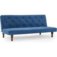 Home Detail 3 Seater Sofa Velvet Fabric Recline Sofabed Clic Clac Button Back Tufted (Blue Velvet)