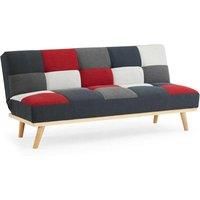 Home Detail 3 Seater Fabric Sofa Bed Patchwork Red Grey Charcoal Clic-Clac Recliner