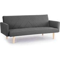 Home Detail 3 Seater Sofa Bed Fabric Chevron Design Wooden Leg Frame Sofabed Clic-Clac (Dark Grey)
