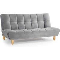 Home Detail 3 Seater Sofa Bed Grey Velvet Recliner Sofabed Clic Clac Wooden Legs Tufted Back