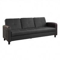 Home Detail Tampa Black Three Seater Sofa Bed White Stitching