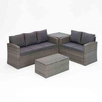 Home Detail Paloma Grey Garden Sofa Set with Grey Cushions