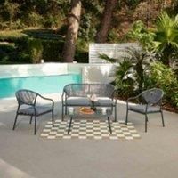 Garden Lounge Set Garden Conversation Set 4 Pieces Wicker Set Grey With Cover