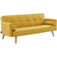 Sarnia Sofa Bed Tufted Design Linen Fabric With Bolster Cushions