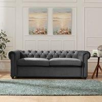 Home Detail Jackson Grey Velvet Fabric 3 Seater Pull-out Sofa Bed