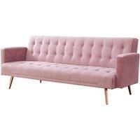Home Detail Velvet Three Seater Sofa Bed in Grey Pink Blue or Green with Contrast Golden or Rose Gold Finish Legs (Pink Velvet)