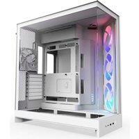 NZXT H9 Flow RGB (2025) – Large Dual-Chamber ATX Mid-Tower Airflow PC Case – Includes 1 x 420mm RGB Fan Unit & 1 x 120mm Fan – 420mm Radiator Support – Tempered Glass – Back-Connect Ready – White