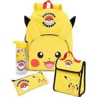 Pokemon Backpack For Kids | Pikachu Merchandise Girls Boys Pokeball 3D Ears School Rucksack, Pencil Case, Water Bottle
