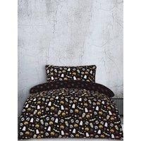 Sleepdown Spooky Halloween Duvet Set - Reversible Single Duvet Cover Quilt Bedding Set with Pillowcase Warm Soft Easy Care Bed Linen - Black - Single - 135cm x 200cm