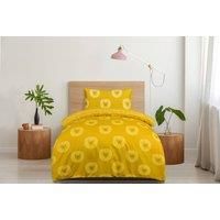 Sleepdown Reversible Ochre Lion Duvet Set -100% Polyester Super Soft, Multicolour with Little Lion Faces 1 pillowcase- 2pcs Bedding set (Single 135 x 200cm)