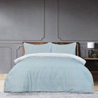 Sleepdown Pinstripe Blue Reversible Duvet Set, Super Soft Microfibre Single Duvet Cover 135 X 200 CM, Button Fastening, 100% Polyester Bedding Set with Pillowcase & Fitted Sheet
