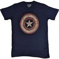 Marvel T Shirt Captain America Embroidered Shield Official Mens Navy M