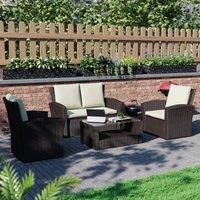 Garden Vida Mylor 4 Seater Rattan Garden Furniture Set Wicker Sofa Table Chairs Outdoor Patio With Cover Brown