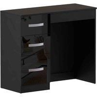 Vida Designs Hulio Dressing Table 3 Drawer Vanity Make Up Desk High Gloss Furniture Black