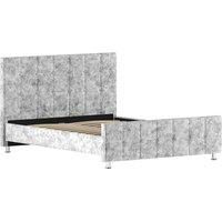 Vida Designs Valentina 5Ft King Size Fabric Bed Crushed Velvet Silver 150 X 200 Cm