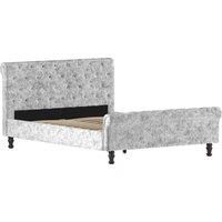 Vida Designs Violetta 5Ft King Size Fabric Sleigh Bed Crushed Velvet Silver 150 X 200 Cm