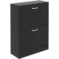 Vida Designs 2 Drawer Shoe Cabinet Flip Drawer Storage Cupboard Black