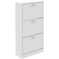 Vida Designs 3 Drawer Shoe Cabinet Flip Drawer Storage Cupboard White