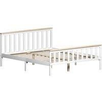 Vida Designs Milan 5Ft King Size Wood Bed Solid Pine High Foot End White & Pine 150 X 200 Cm