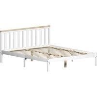 Vida Designs Milan 5Ft King Size Wood Bed Solid Pine Low Foot End White & Pine 150 X 200 Cm