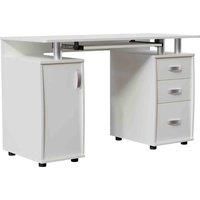 Vida Designs Otley Computer Desk 3 Drawer Storage With Sliding Keyboard Tray Home Office White